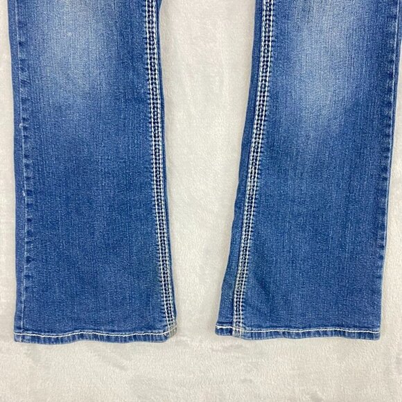 Ariya Bootcut Jeans Juniors' 7 Embroidered Denim Whiskered Rodeo Cowgirl Western - Picture 6 of 16